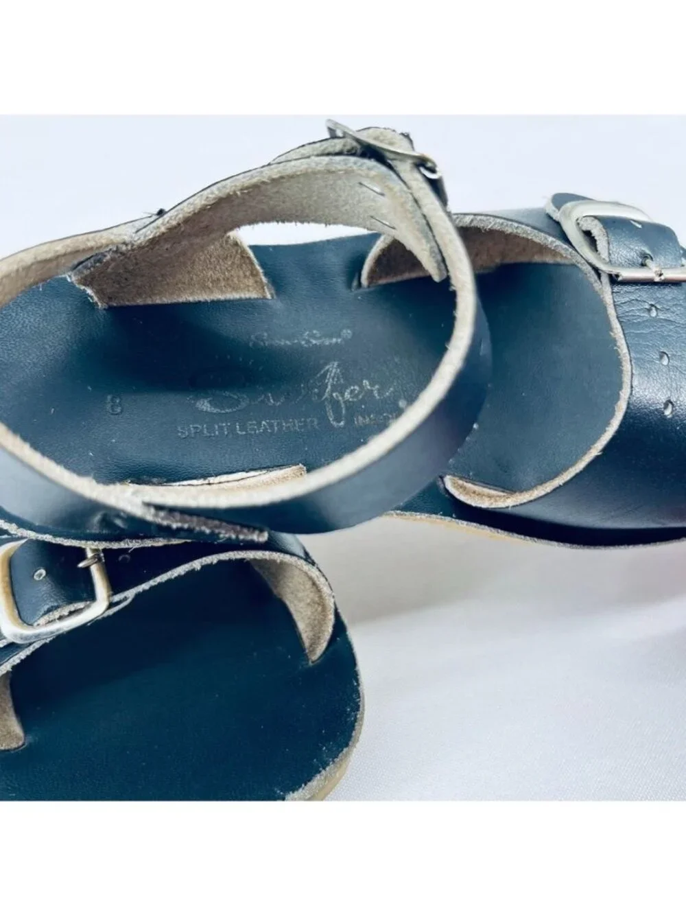 Sun San Surfer Navy Blue Leather Sandal Toddler Size 8 Hoy Way